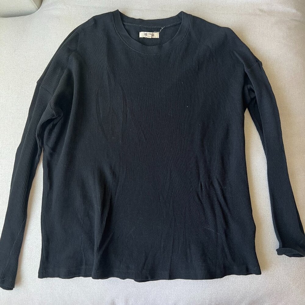 Madewell Black Waffle Sweater - Size XS (fits like S/M) - Black